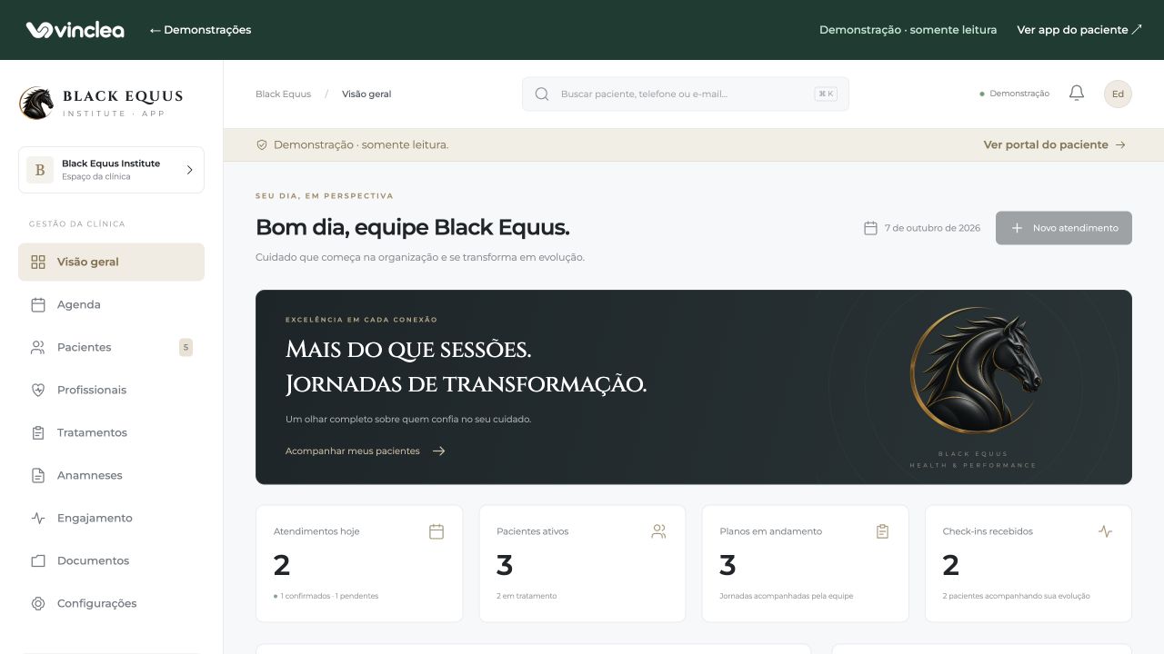 Visão geral real do aplicativo da Black Equus